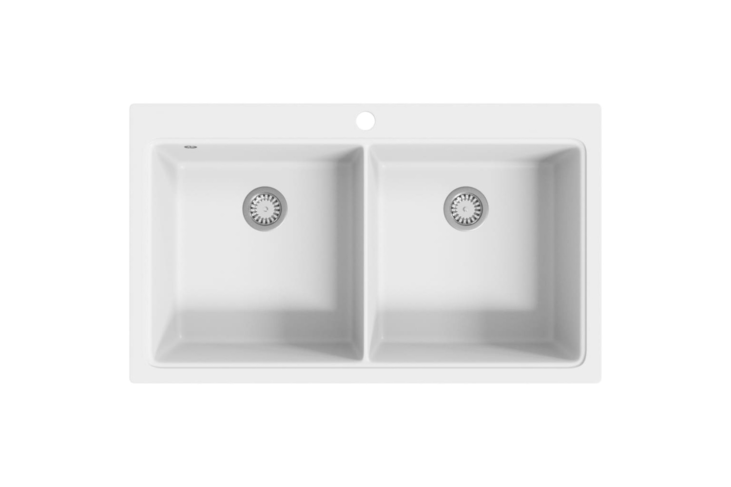 Vidaxl Overmount Kitchen Sink Double Basin Granite Cream White