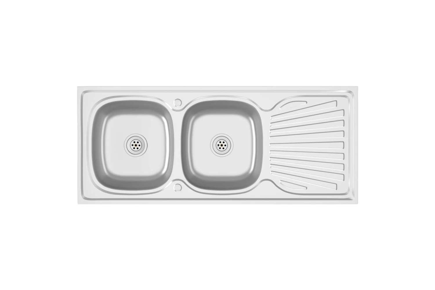 Vidaxl 147238 Kitchen Sink With Double Sinks Silver 1200x500x155 Mm Stainless Steel