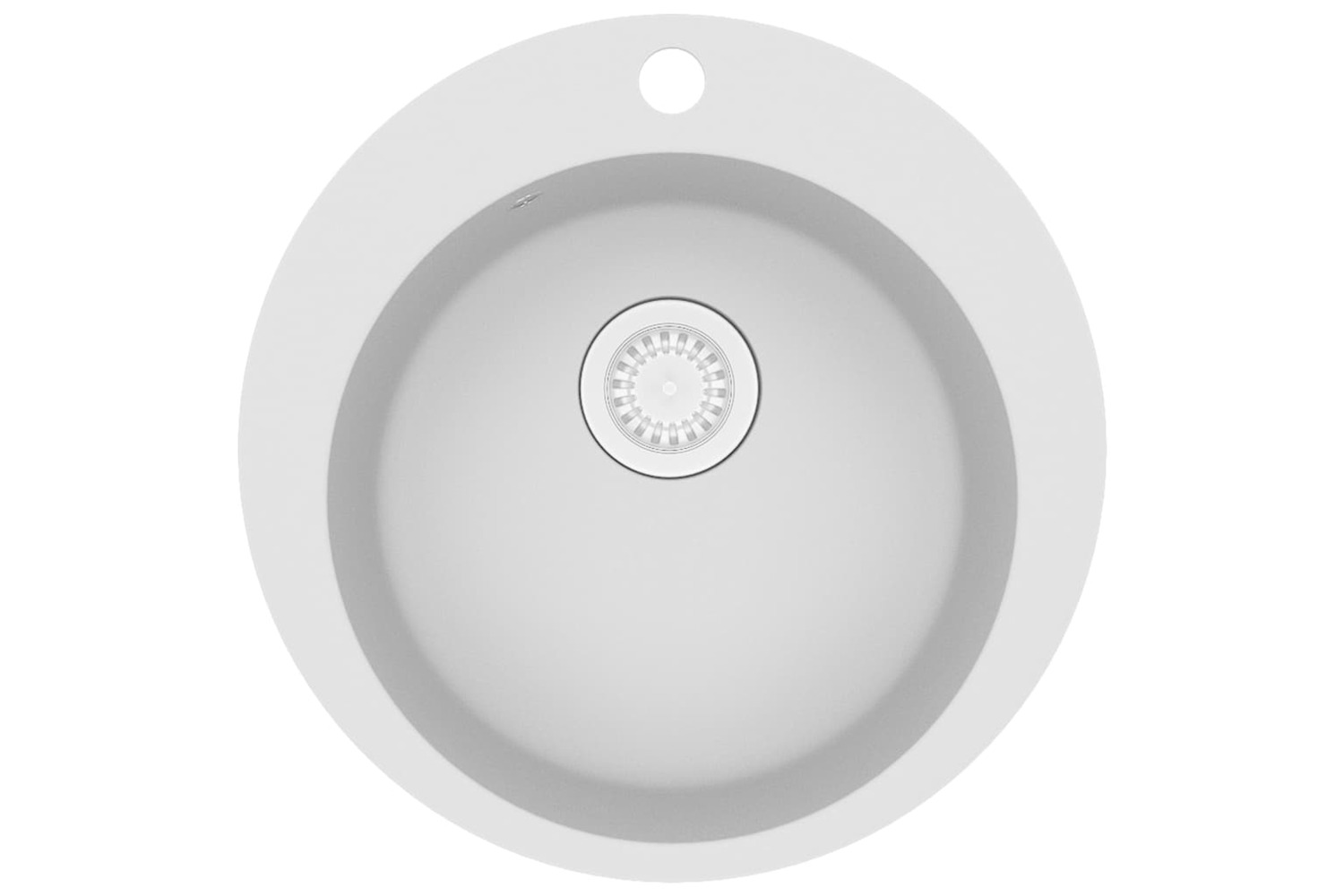 Vidaxl Granite Kitchen Sink Single Basin Round White