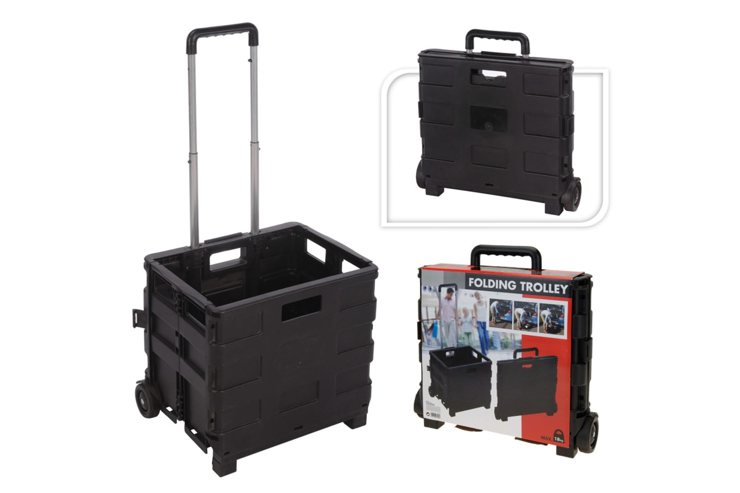 H&s Collection 424154 Trolley Aluminium With Folding Crate Pp