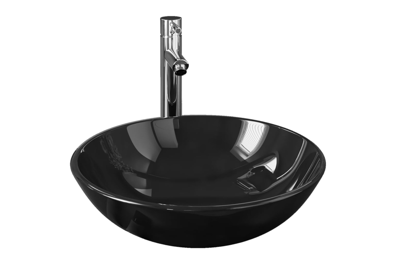 Vidaxl 3098449 Bathroom Sink With Tap And Push Drain Black Tempered Glass
