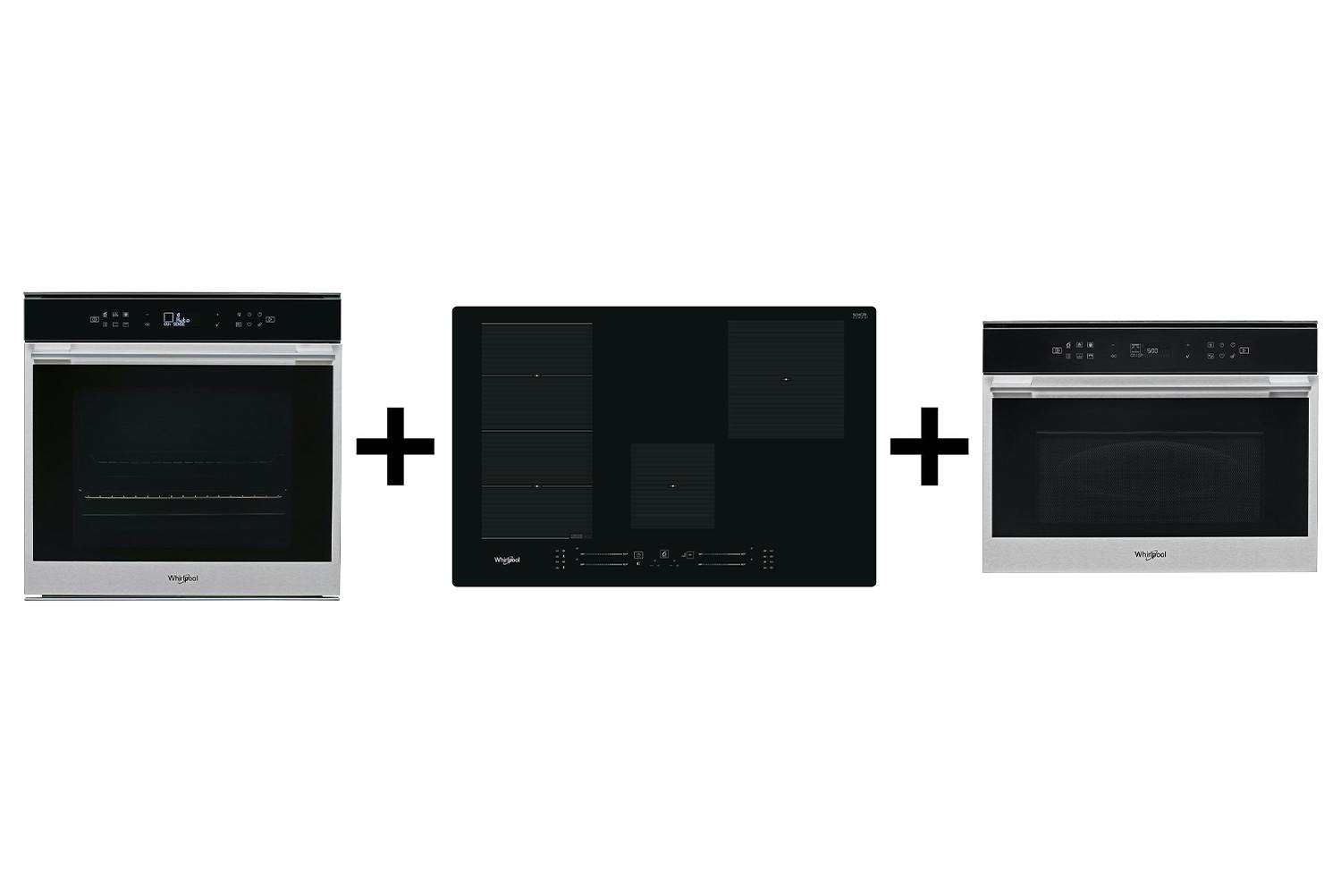 Whirlpool Built-in Electric Single Oven & 77cm Induction Glass-Ceramic Hob & 40L 900W Built-in Combination Microwave Bundle