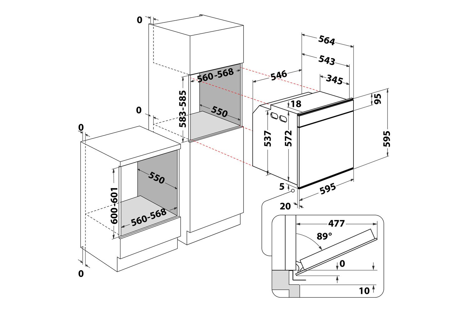 Whirlpool Builtin Electric Single Oven & 77cm Induction GlassCeramic Hob & 40L 900W Builtin
