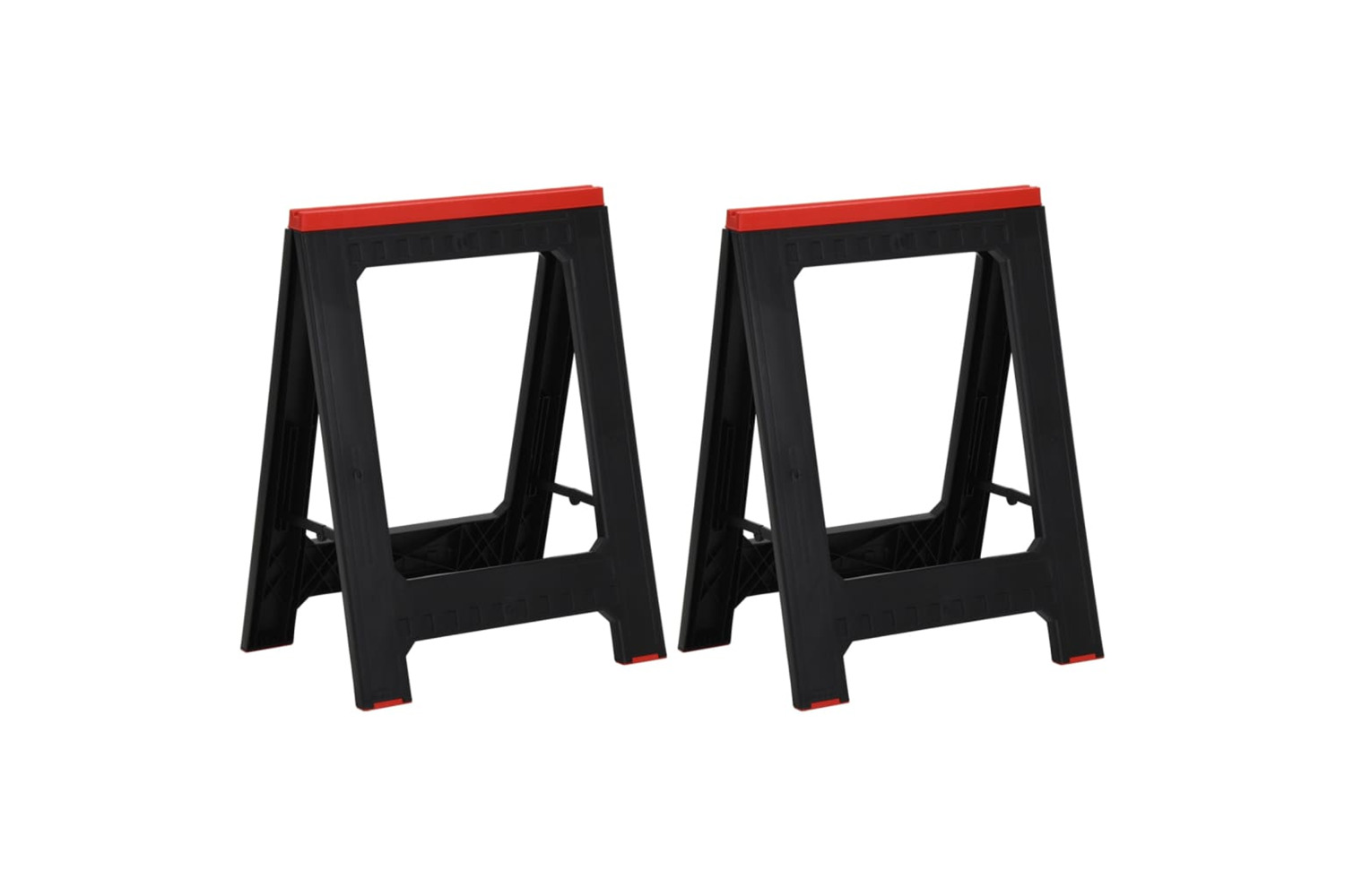 vidaXL 152104 Foldable Work Trestles 2 Pcs Black And Red Polypropylene 350 Kg
