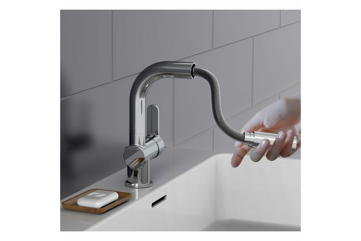 Schütte Basin Mixer With Pull-out Spray London Chrome