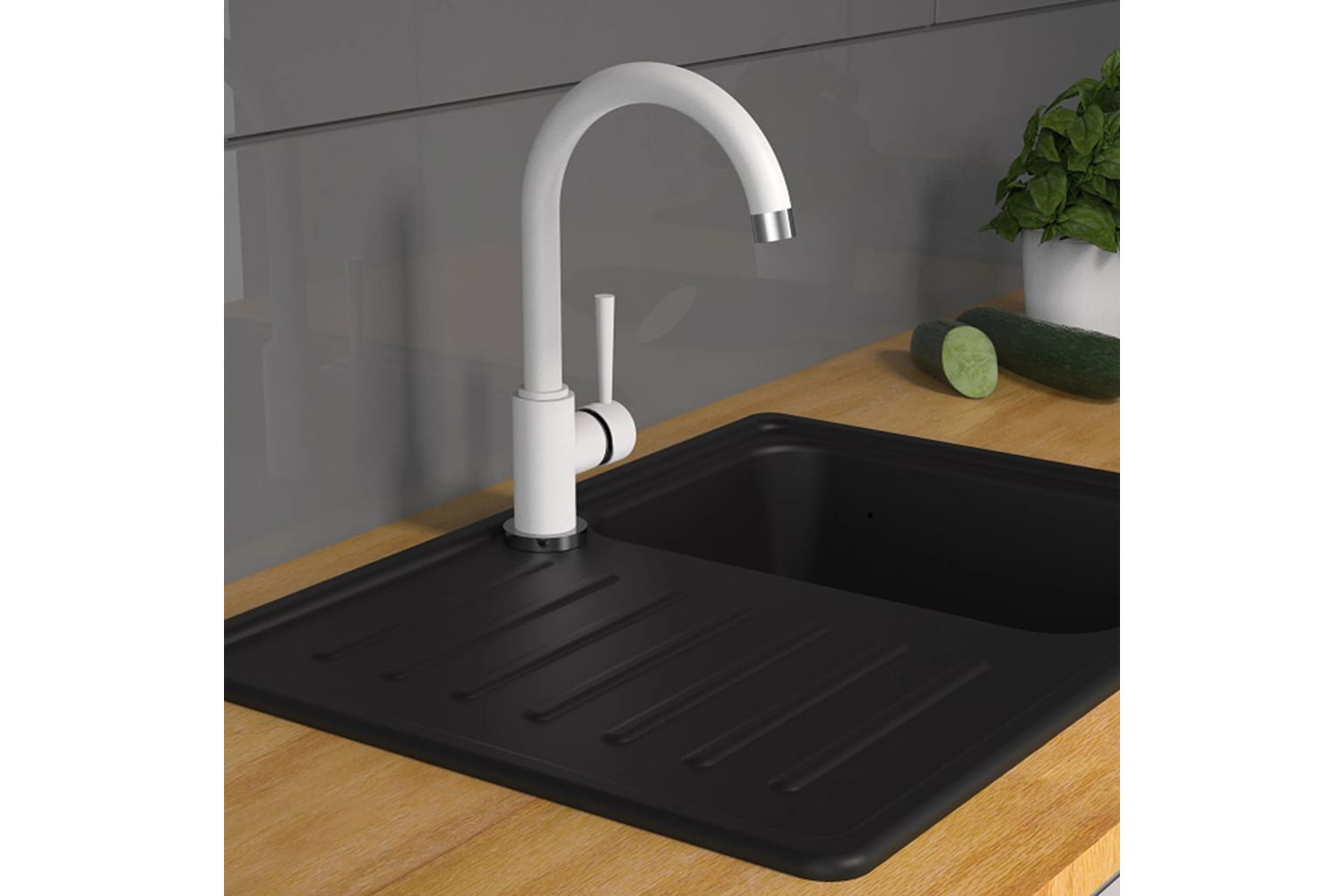 Schutte 435058 Sink Mixer With Round Spout Cornwall White