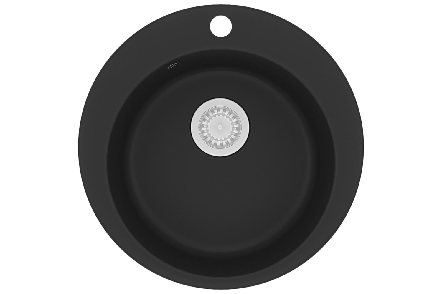 Vidaxl Granite Kitchen Sink Single Basin Round Black
