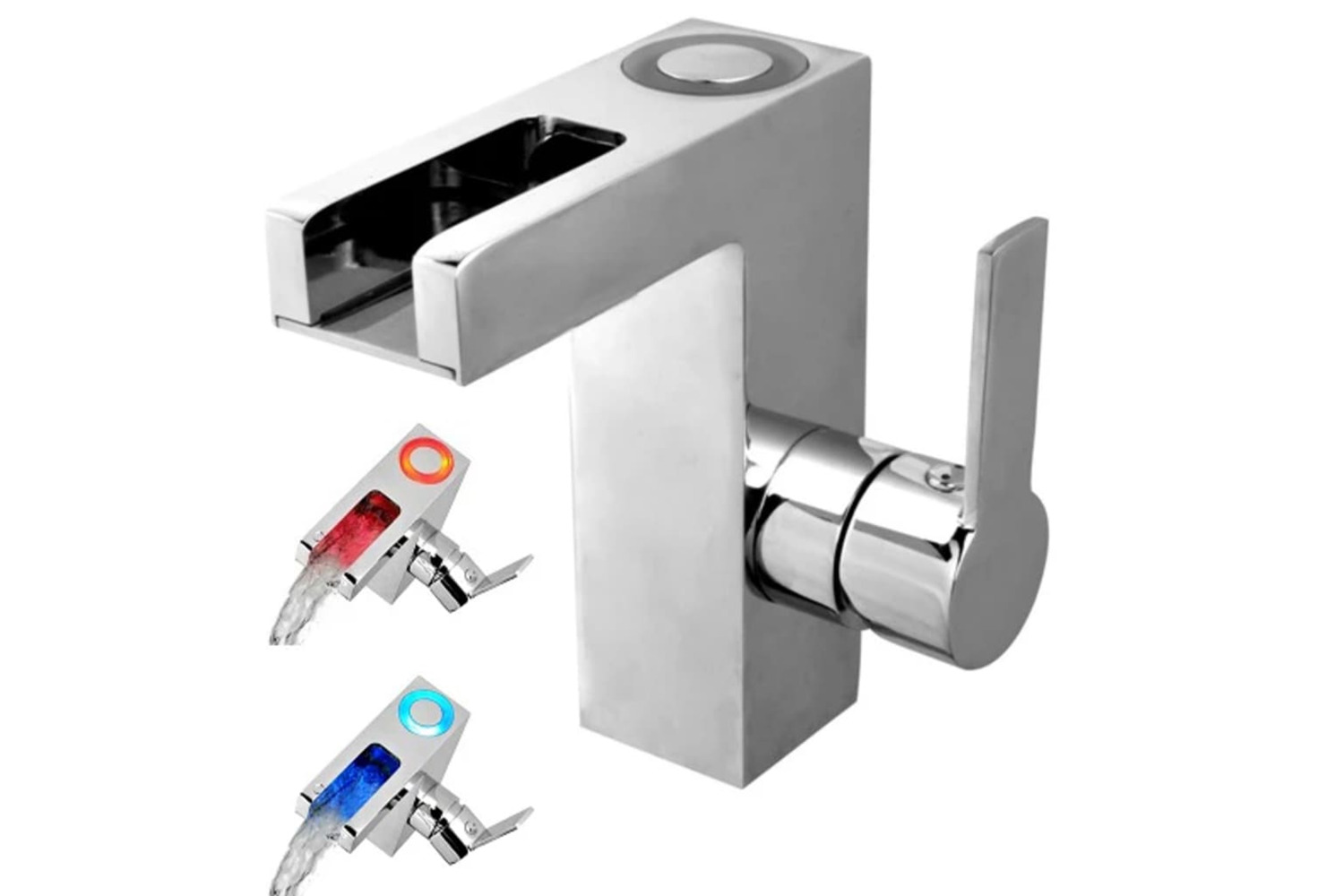 Schütte Led Basin Mixer Tap With Waterfall Spout Orinoco Chrome