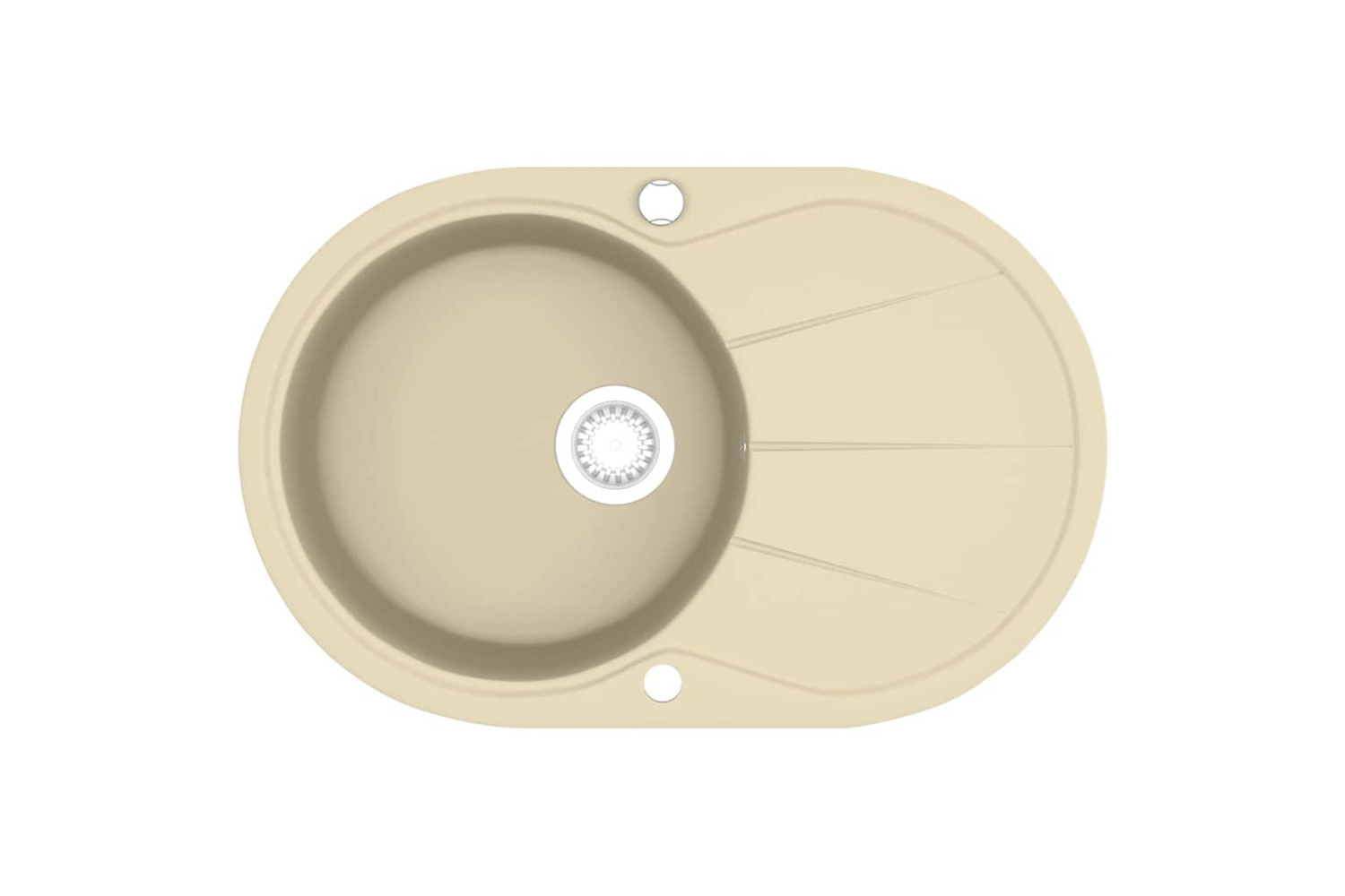 Vidaxl Granite Kitchen Sink Single Basin Oval Beige