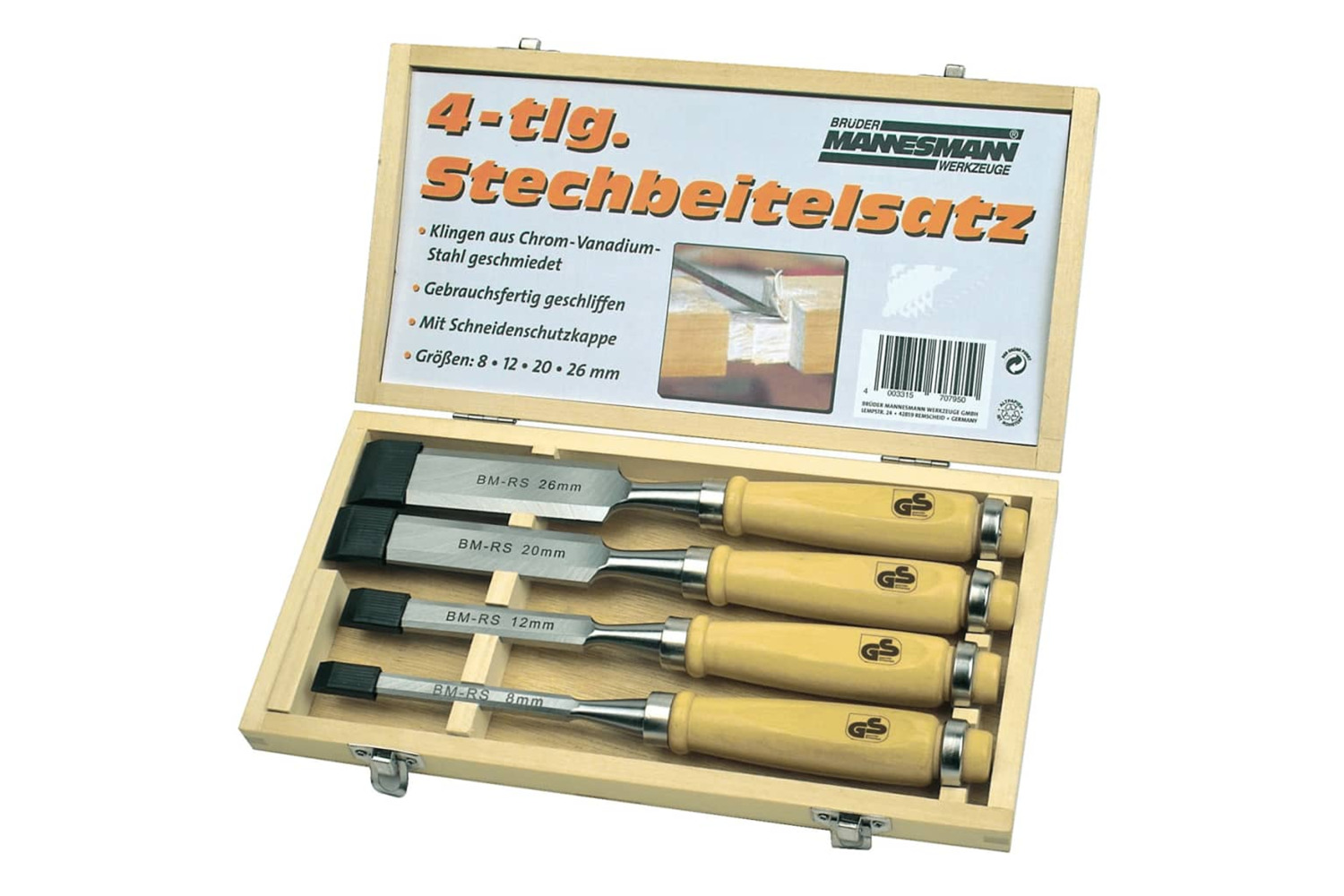 Bruder Mannesmann 420096 4 Piece Firmer Chisel Set 66104