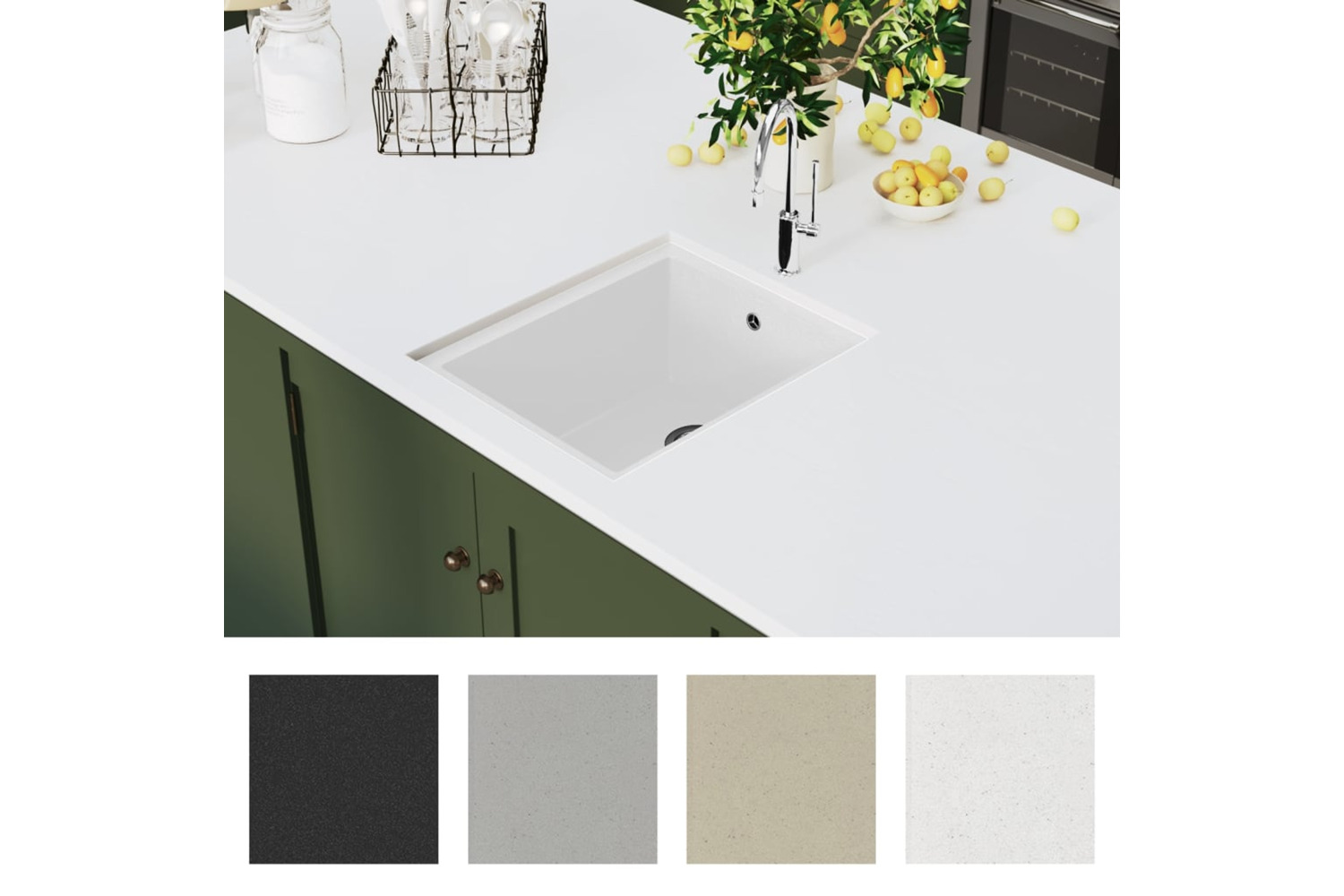 Vidaxl Kitchen Sink With Overflow Hole White Granite