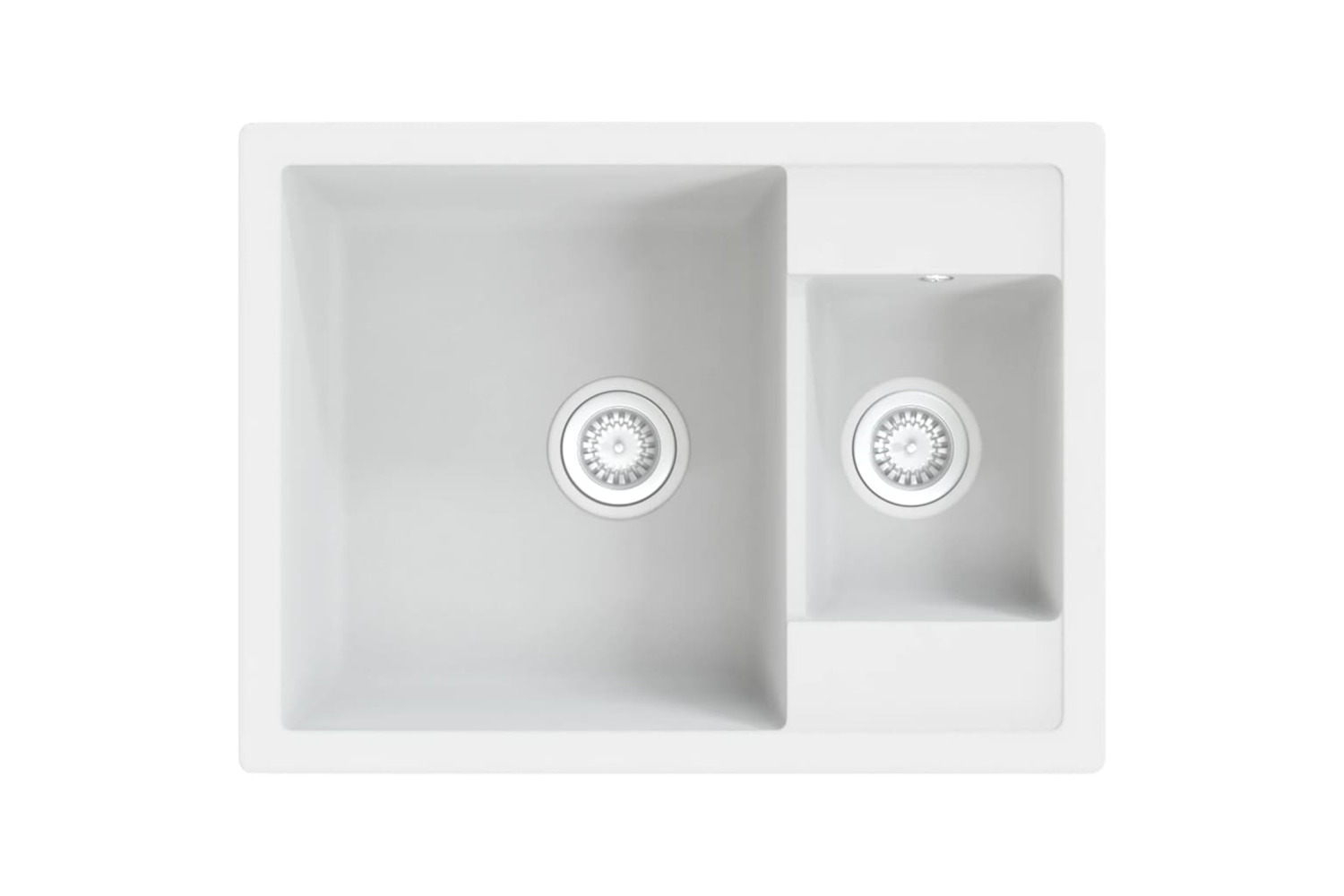 Vidaxl Kitchen Sink With Overflow Hole Double Basins White Granite