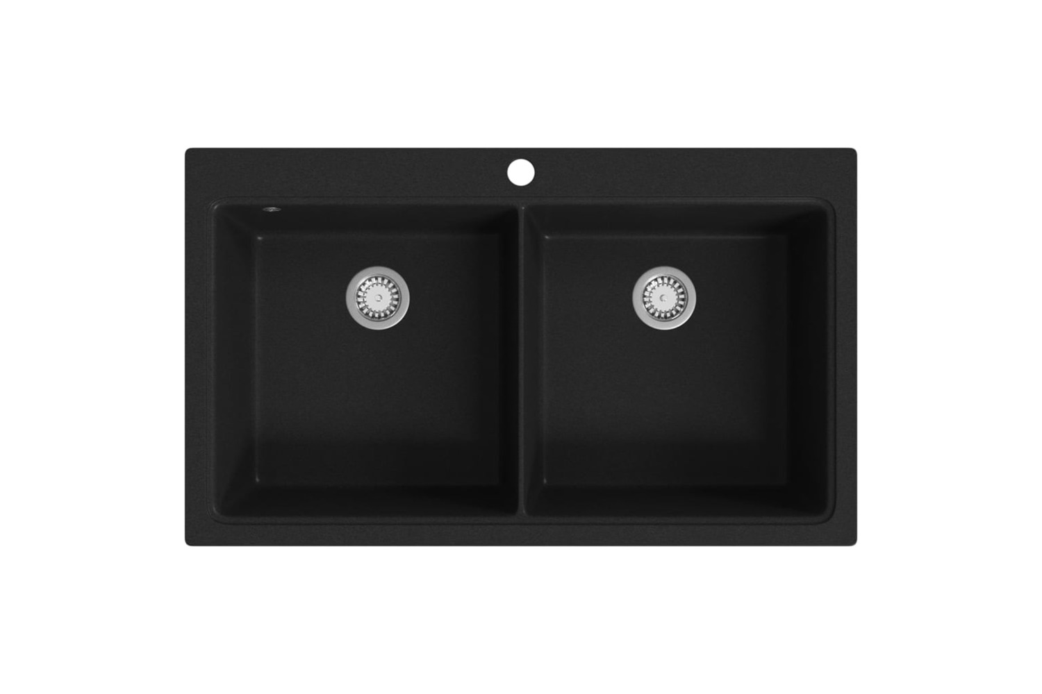 Vidaxl Overmount Kitchen Sink Double Basin Granite Black