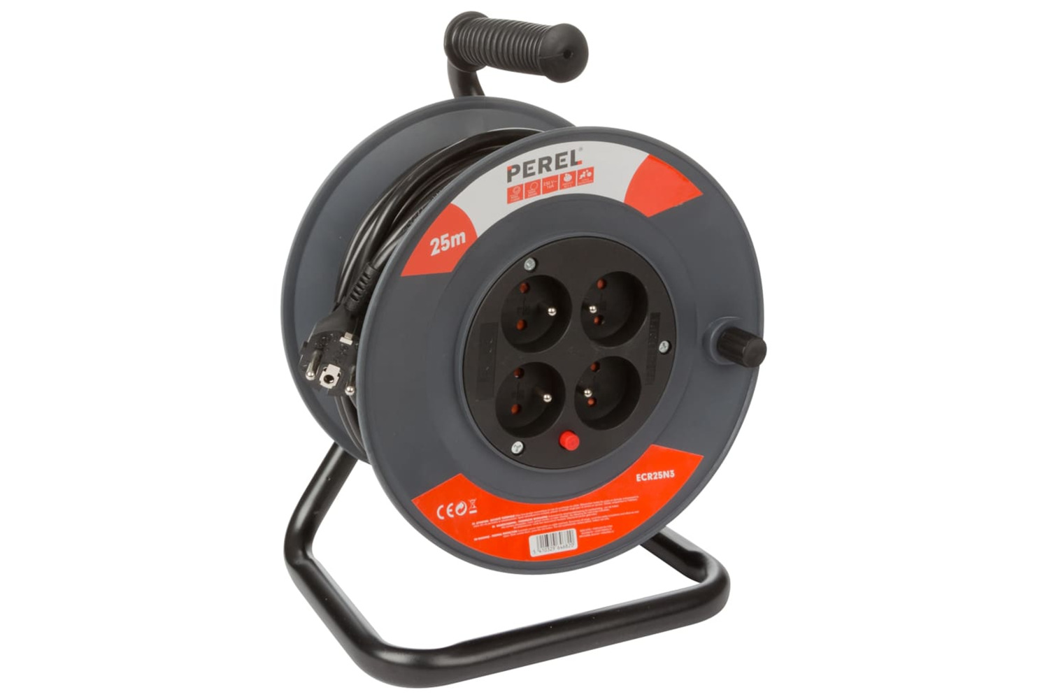 Perel 432566 Cable Reel 25 M 4 Sockets