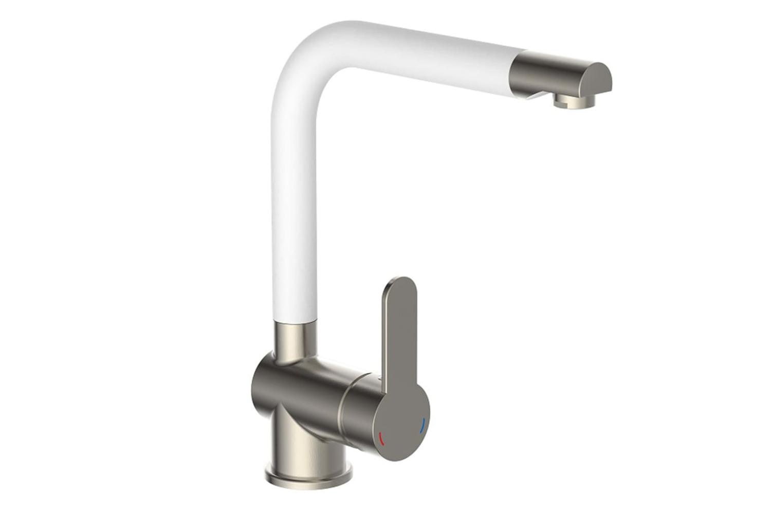 Schutte 435061 Sink Mixer With High Spout Rio Stainless Steel White Matt