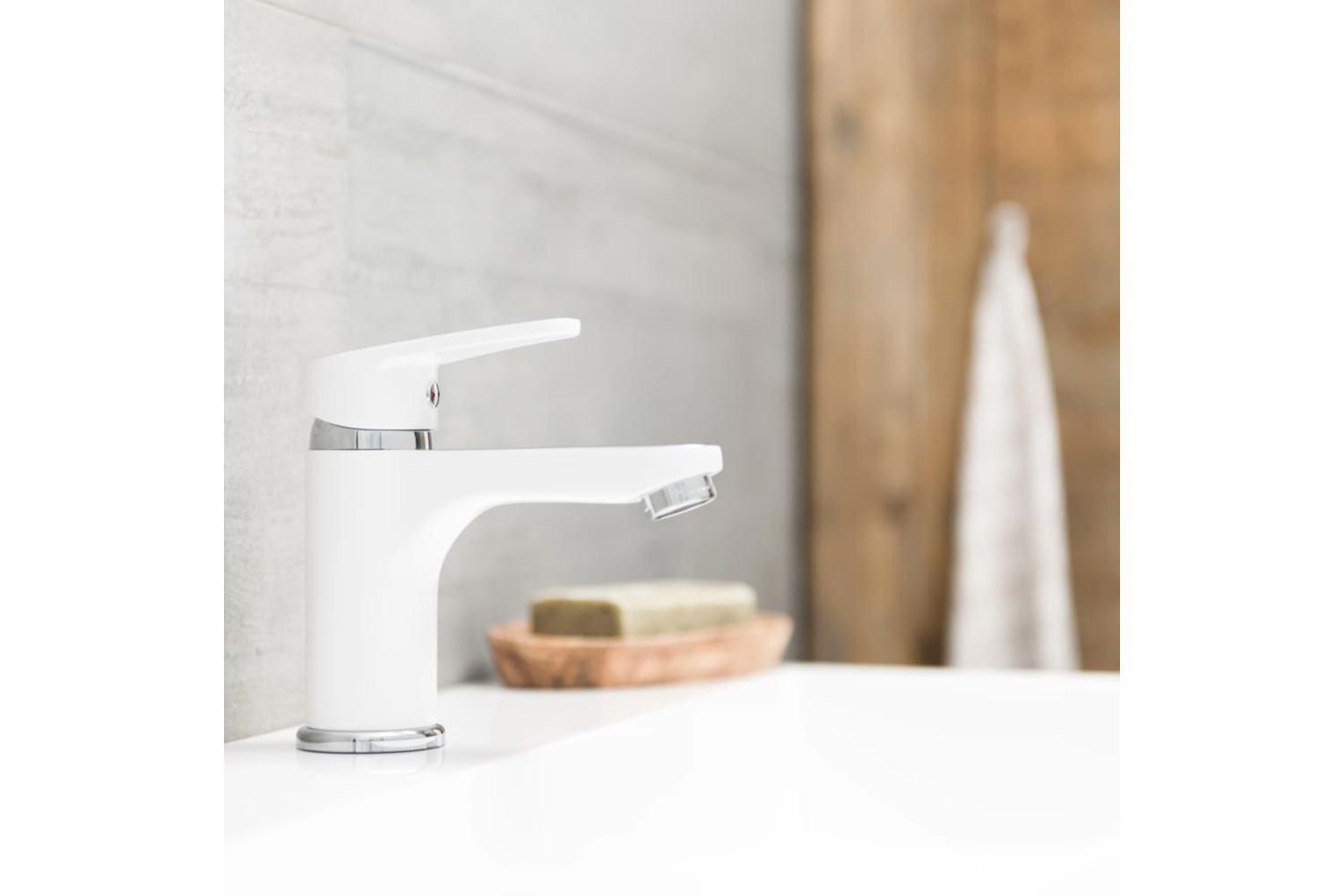 Schutte 425797 Basin Mixer Tap Alaska White And Chrome