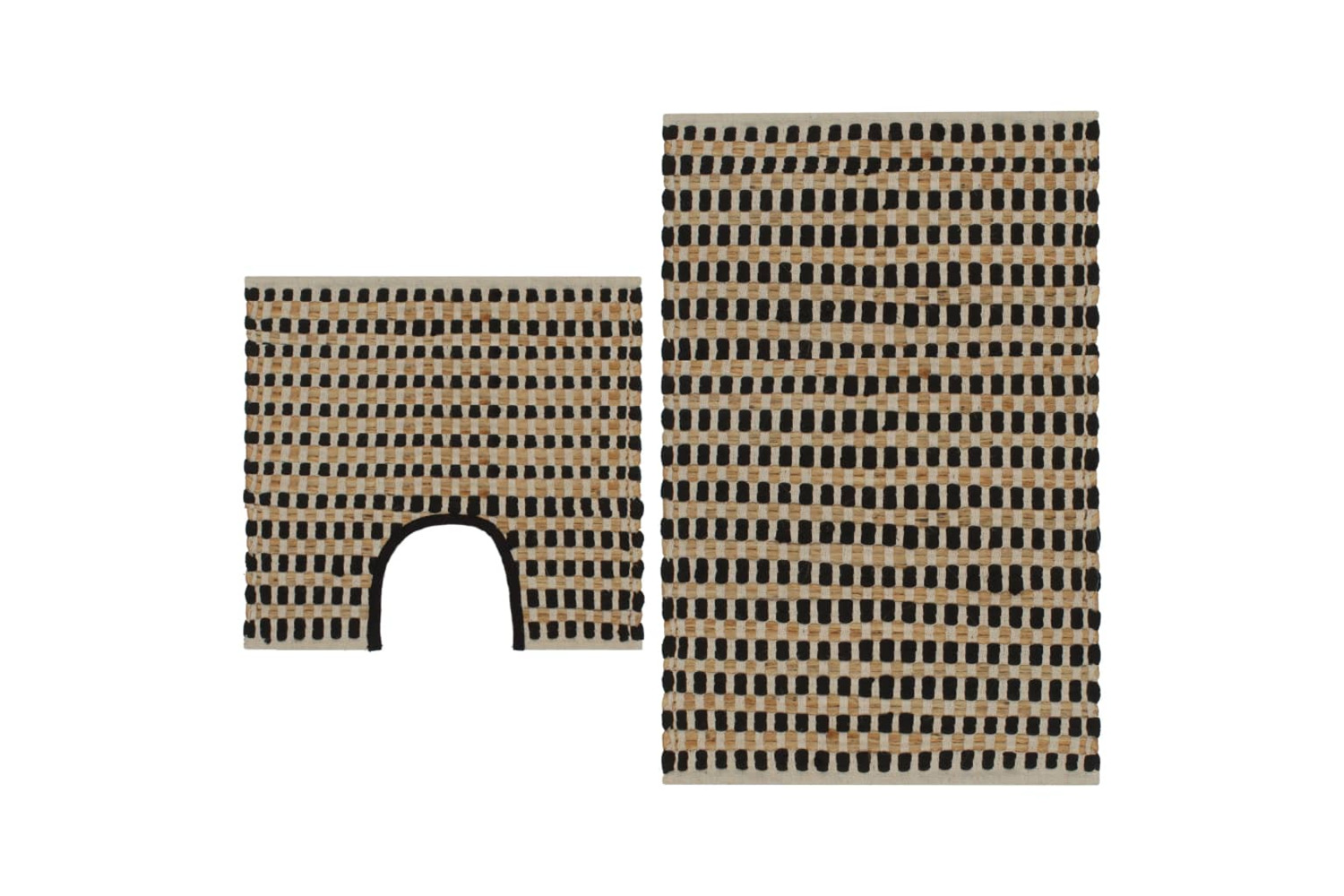 vidaXL 133220 Hand-woven Jute Bathroom Mat Set Fabric Natural And Black