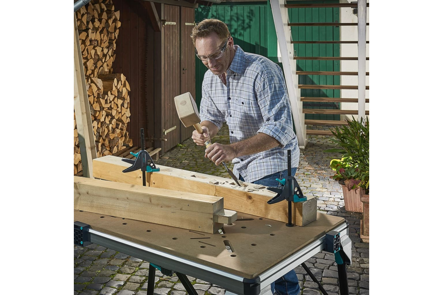 Wolfcraft 444130 Work Table Clamp Pro 65-150-w Black And Green