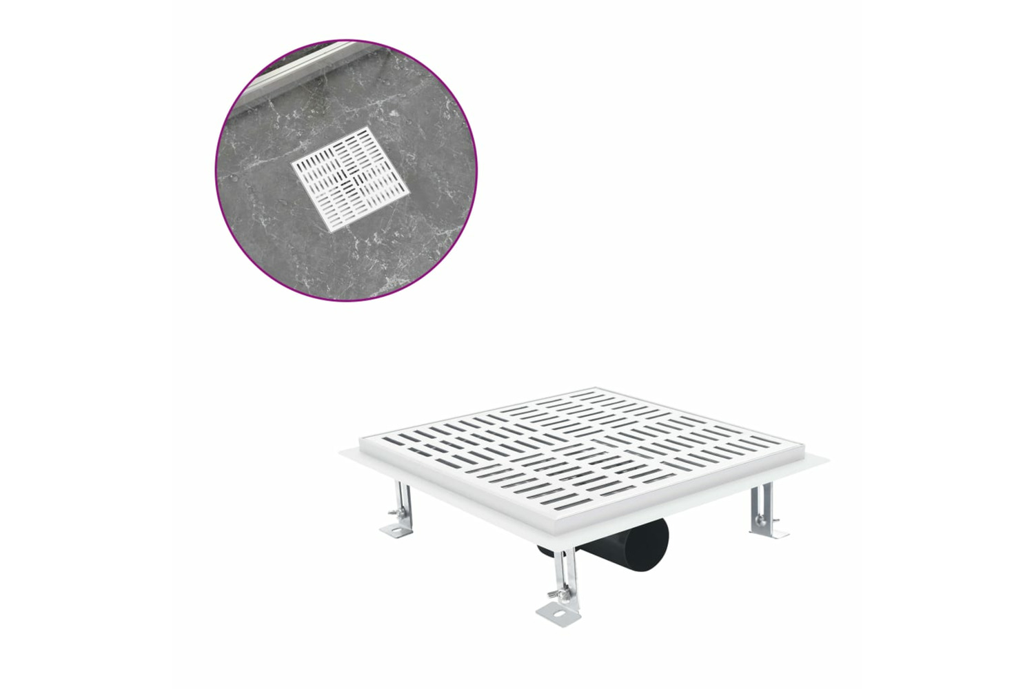 vidaXL 146004 Shower Drain Checker 25x25cm Stainless Steel