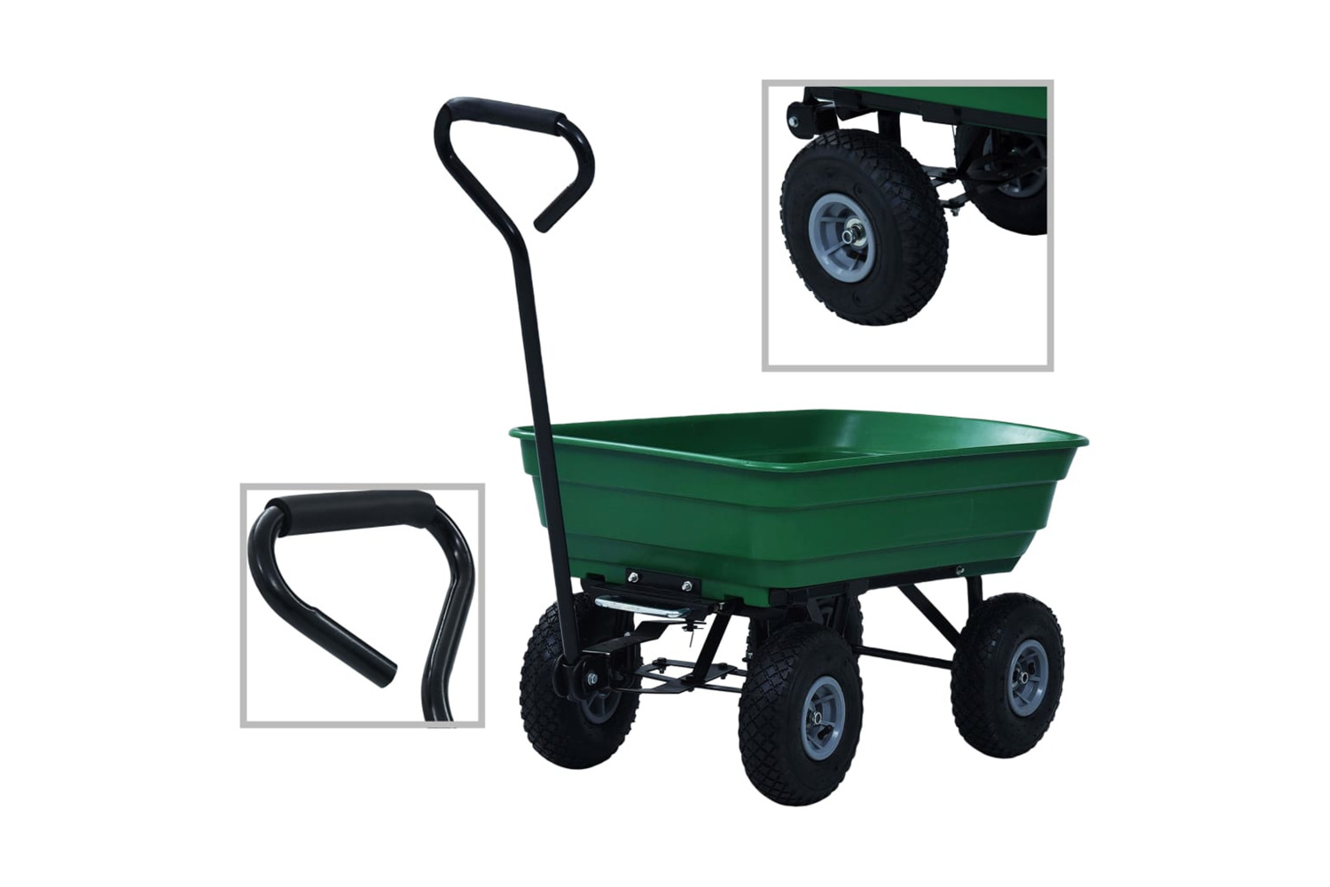 vidaXL 145507 Garden Tipping Hand Cart 300 Kg 75l Green