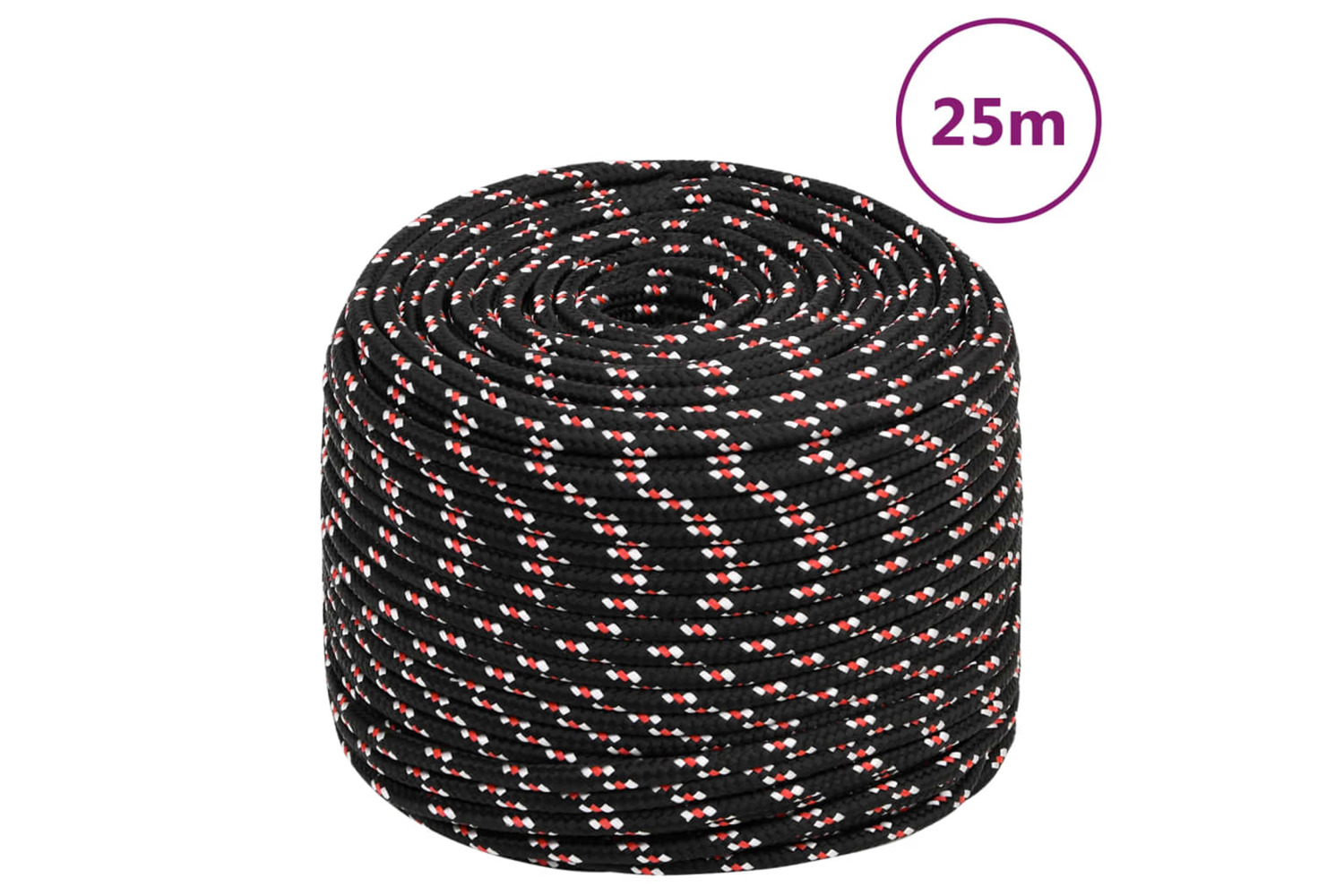 vidaXL 152342 Boat Rope Black 8mm 25 M Polypropylene