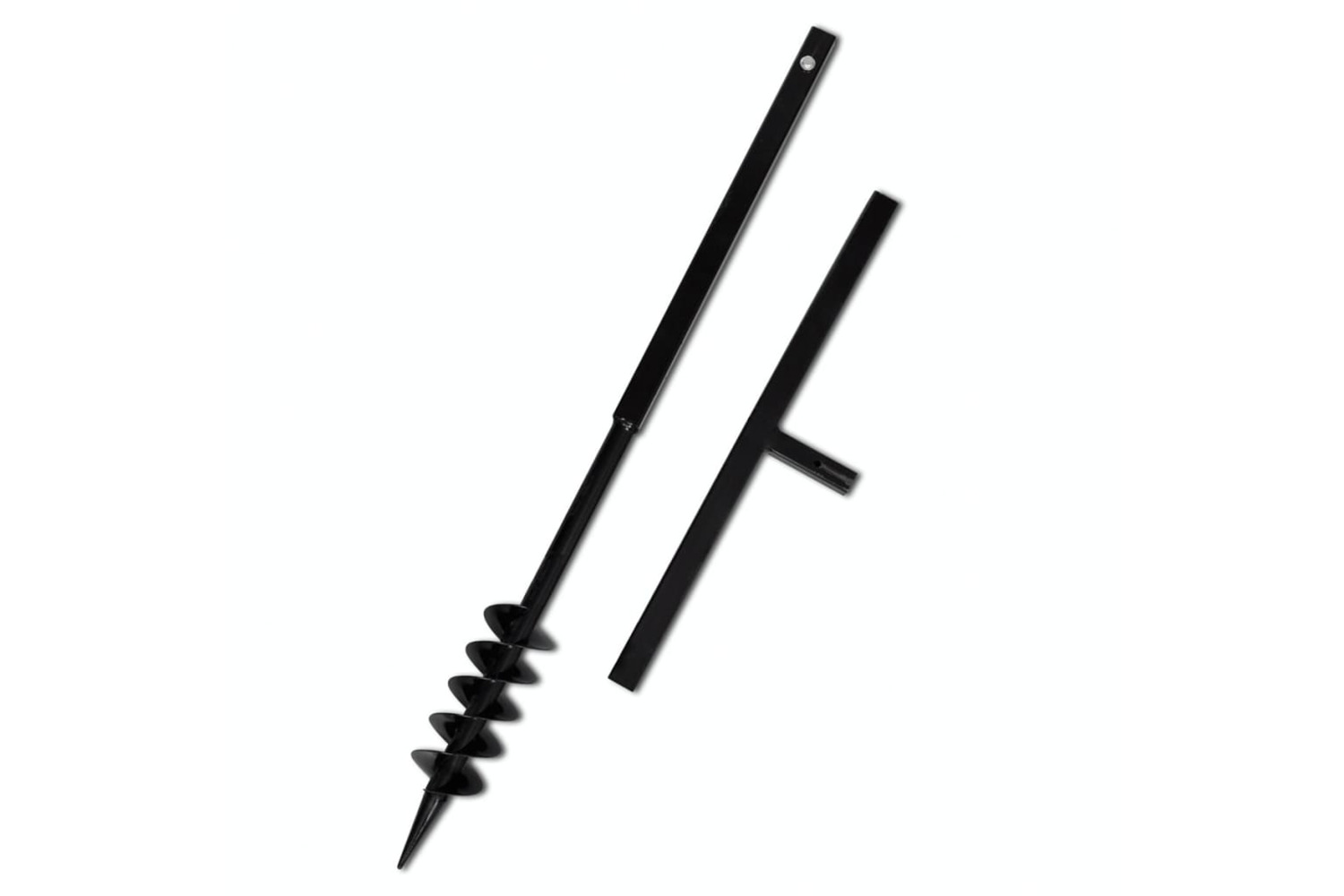vidaXL 141023 Ground Drill With Handle Auger Bit 80mm Double Spirals Steel Black