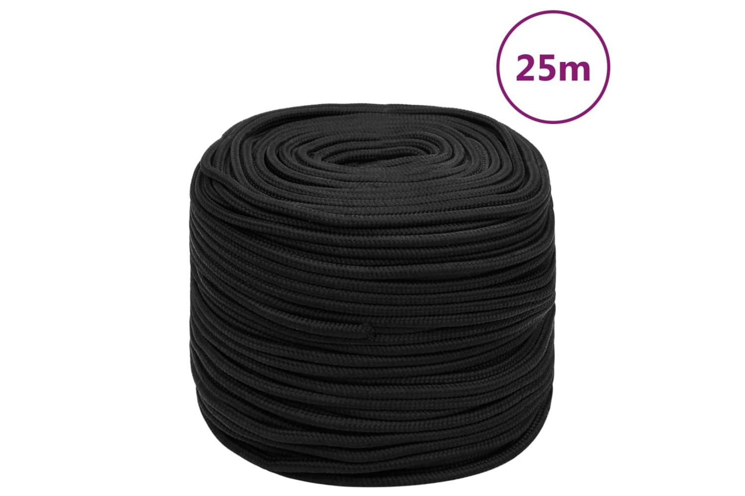 vidaXL 152496 Boat Rope Full Black 6mm 25 M Polypropylene