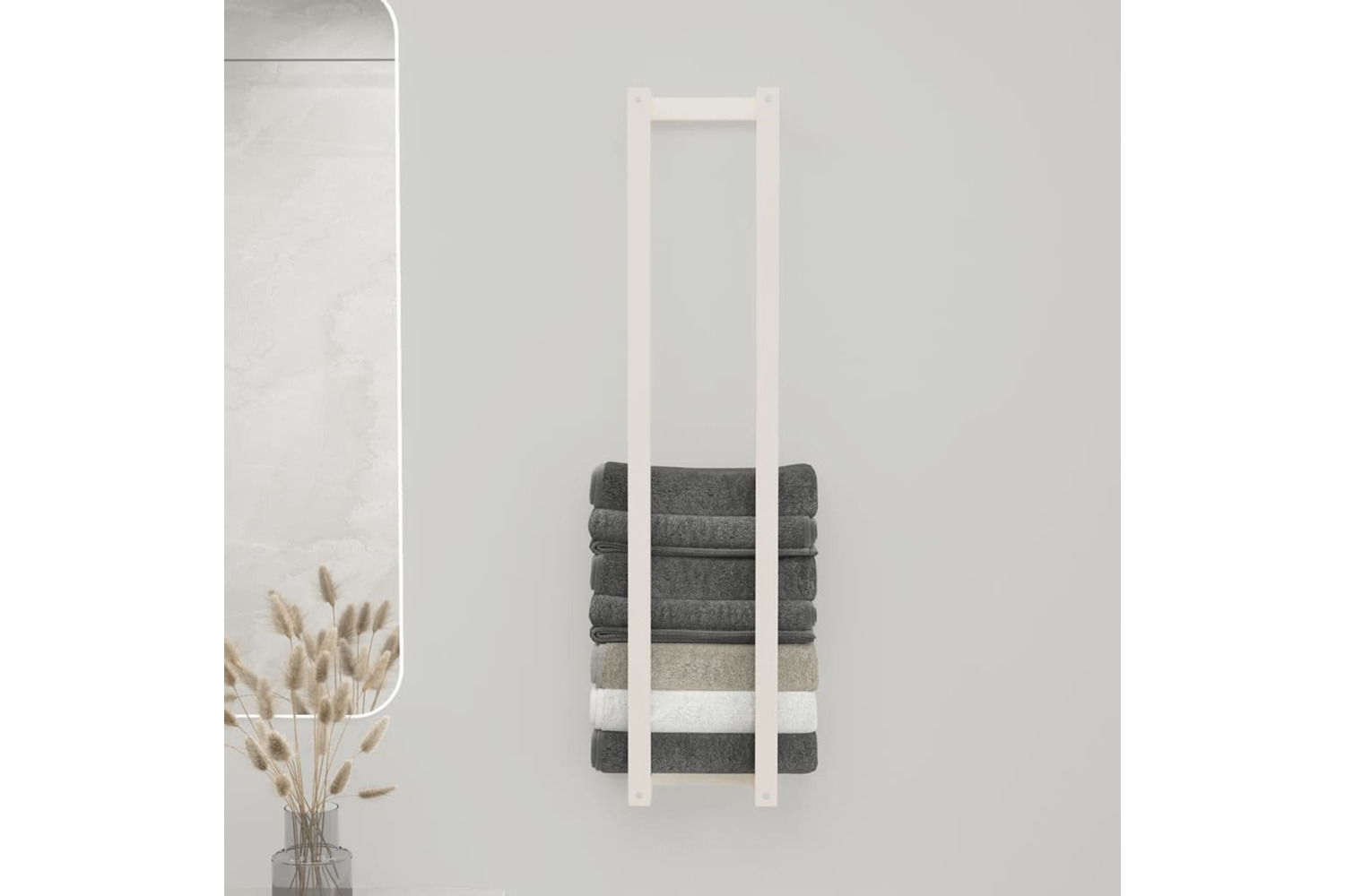 vidaXL 822403 Towel Rack White 23x18x110cm Solid Wood Pine