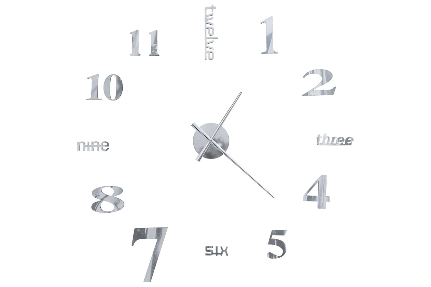vidaXL 50636 3d Wall Clock Modern Design 100cm Xxl Silver
