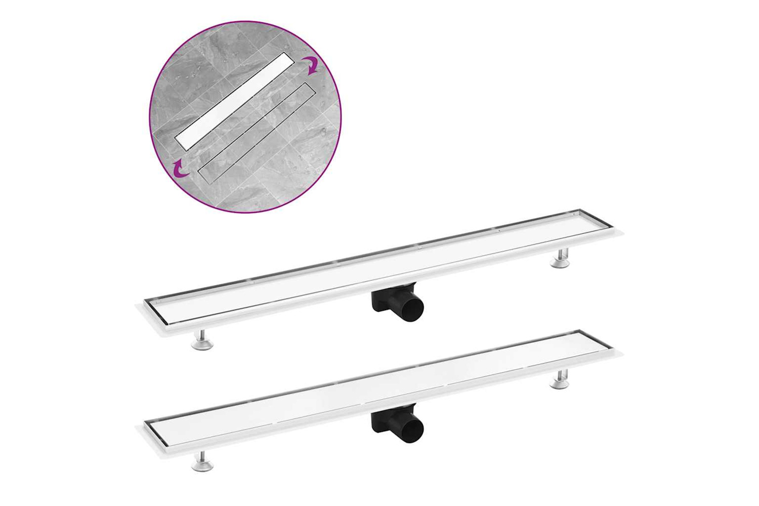 Vidaxl Shower Drain With 2-in-1 Cover 93x14 Cm Stainless Steel