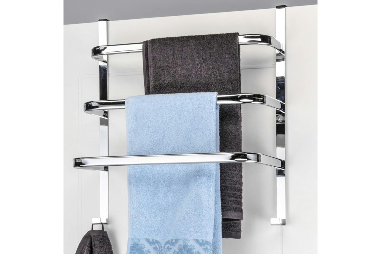 New Nail Free Foldable Bath Towel Rack Active Bathroom Towel Holder Double  Towel Shelf With Hooks Bathroom Accessories