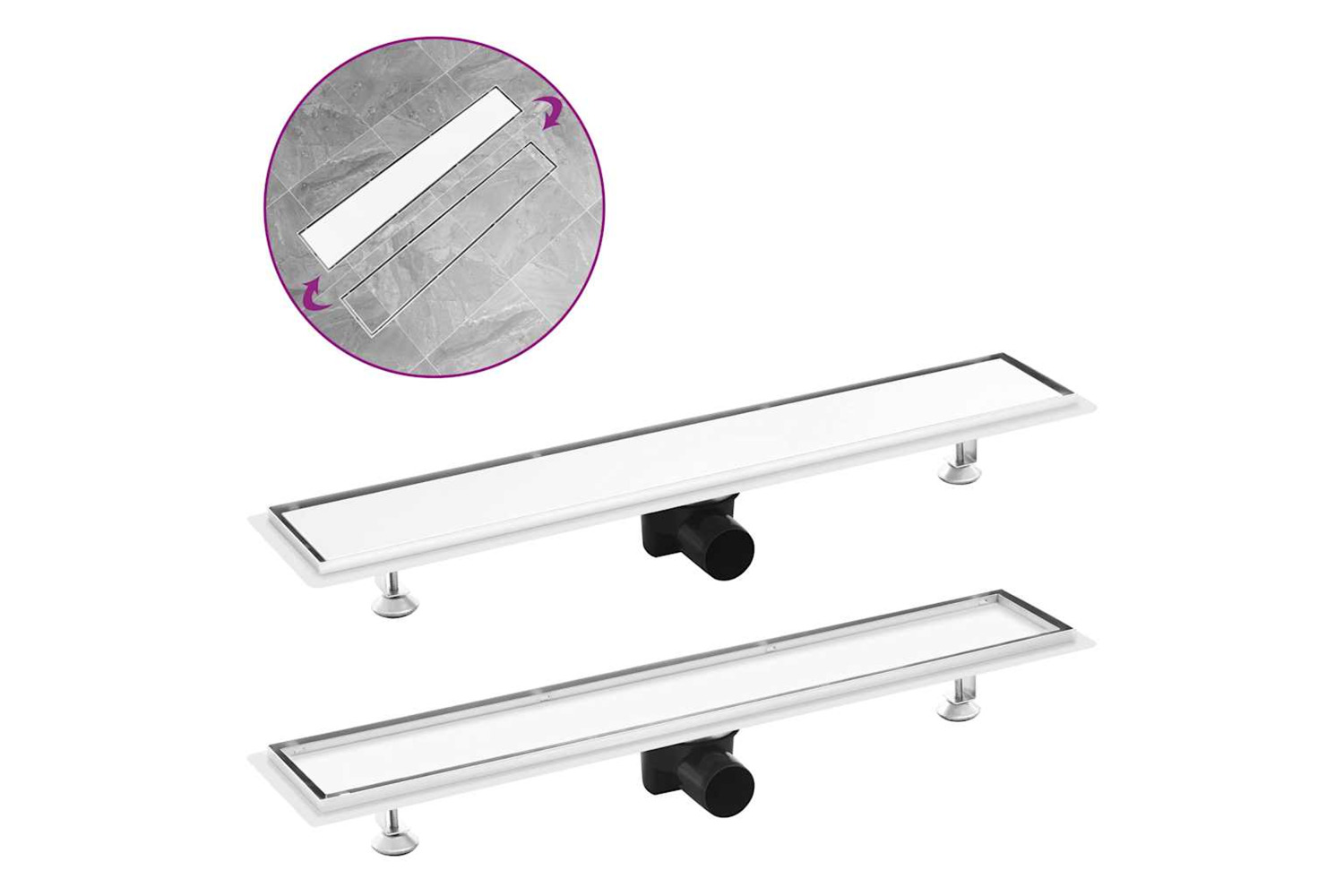 Vidaxl Shower Drain With 2-in-1 Cover 73x14 Cm Stainless Steel