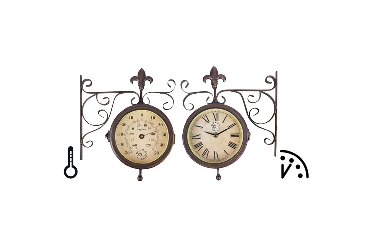 Esschert Design 404669 Station Clock With Thermometer Tf005