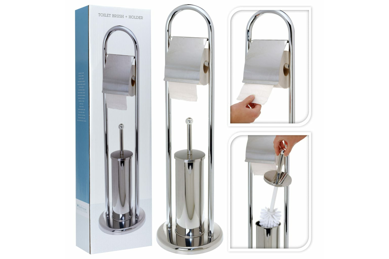 Bathroom Solutions 424363 Toilet Paper/brush Holder Stainless Steel Silver