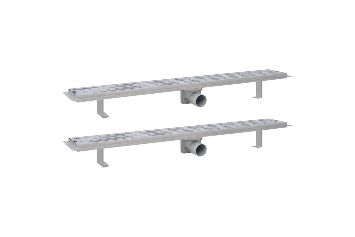 vidaXL 275963 Linear Shower Drain 2 Pcs Wave 930x140mm Stainless Steel