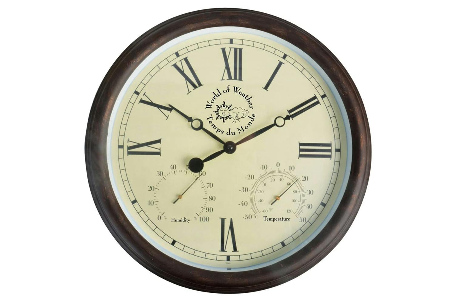 Esschert Design 411489 Station Clock With Thermo-hygrometer 30.5 Cm Tf009