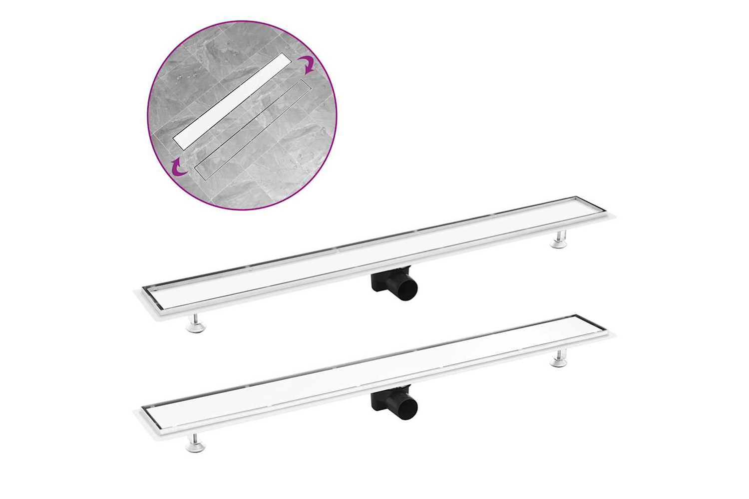 Vidaxl Shower Drain With 2-in-1 Cover 103x14 Cm Stainless Steel