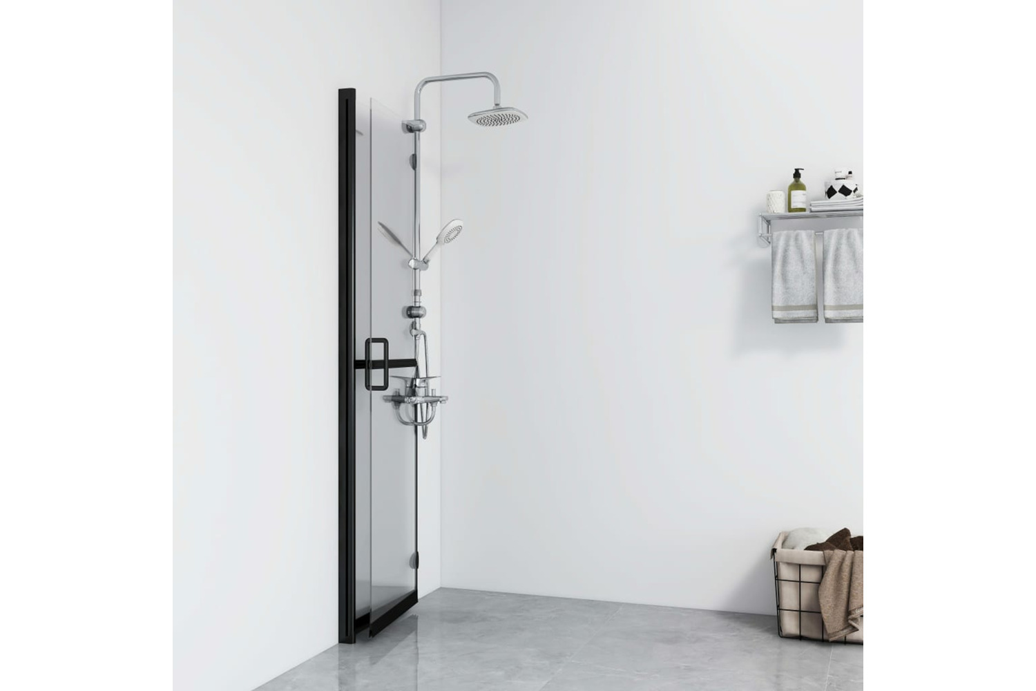 vidaXL 151182 Foldable Walk-in Shower Wall Transparent Esg Glass 90x190cm