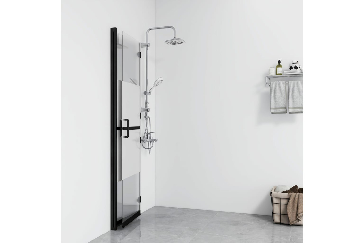 vidaXL 151191 Foldable Walk-in Shower Wall Half Frosted Esg Glass 120x190cm