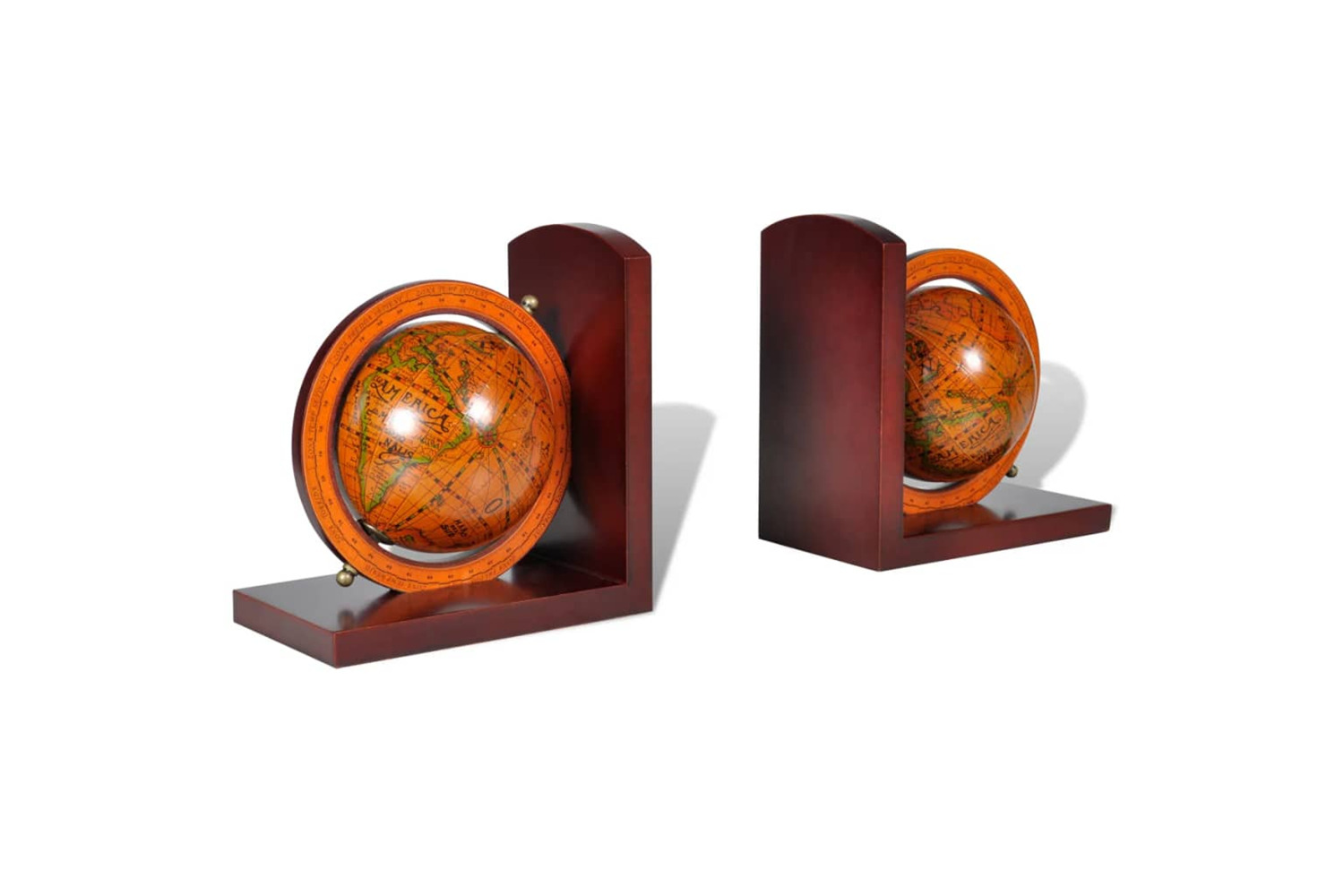 vidaXL 240729 Bookstand World Map Globe Bookend Classic A Pair
