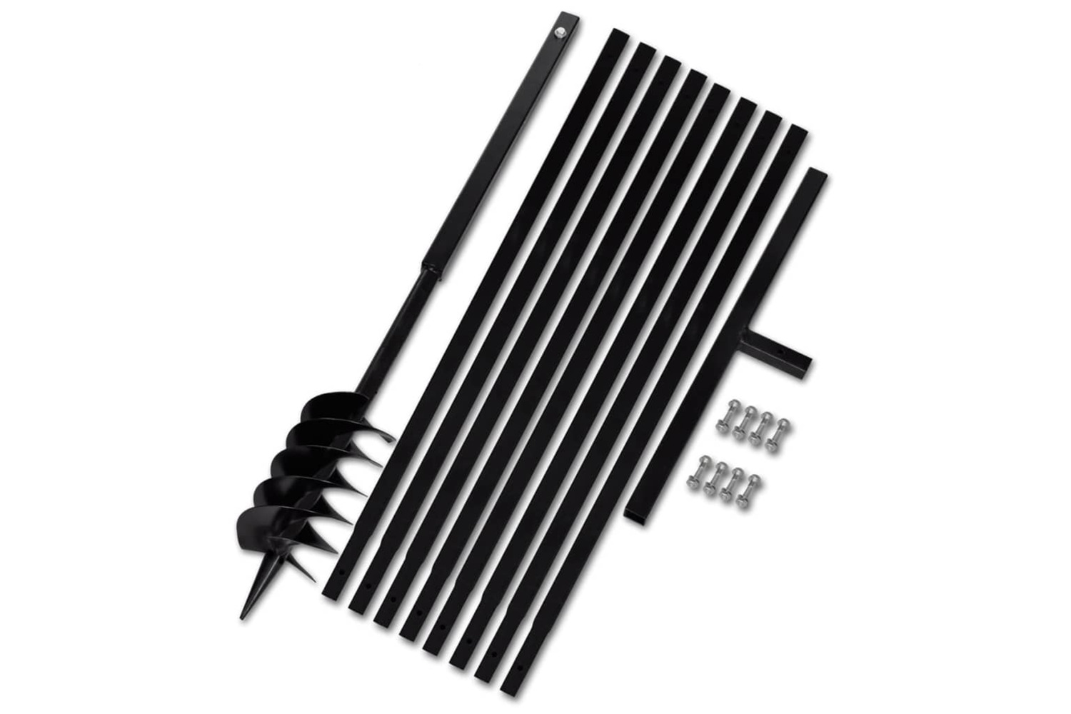 vidaXL 270524 Ground Drill With Handle 120mm With Extension Tube 9 M Steel