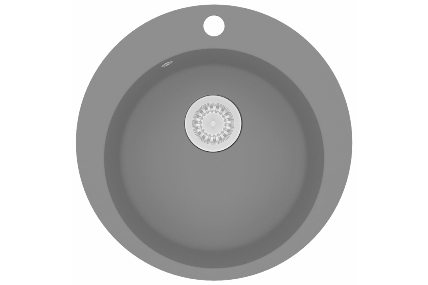 Vidaxl Granite Kitchen Sink Single Basin Round Grey