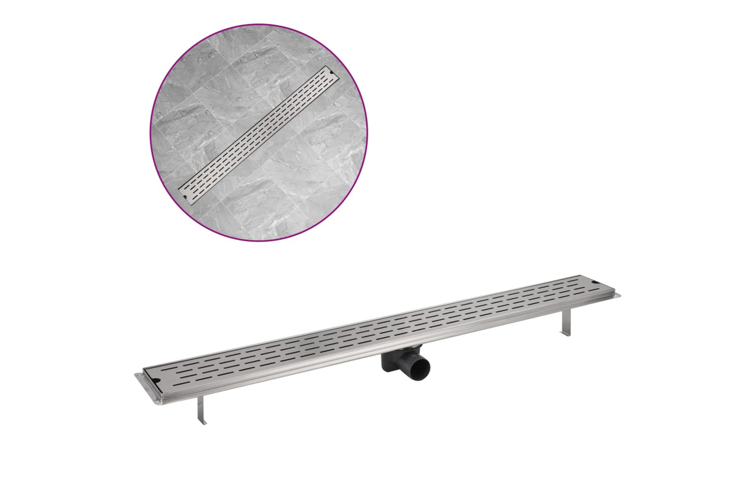 vidaXL 142182 Linear Shower Drain Line 1030x140mm Stainless Steel