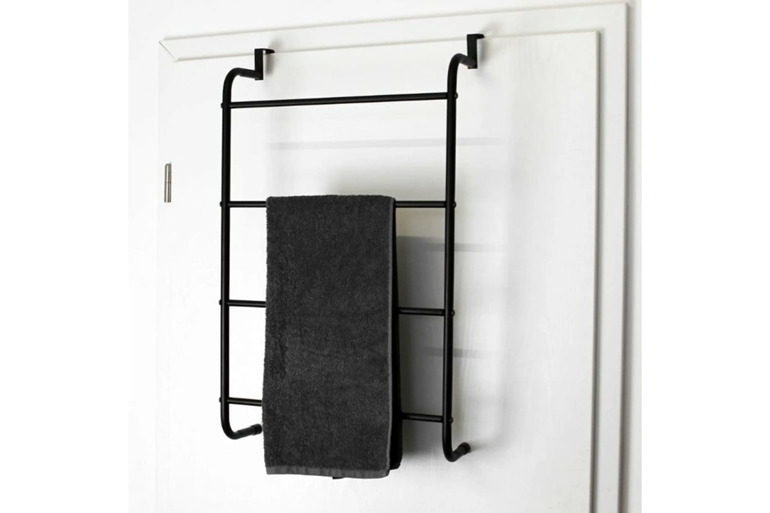 Bathroom Solutions 442473 Hanging Door Towel Rack Metal Black