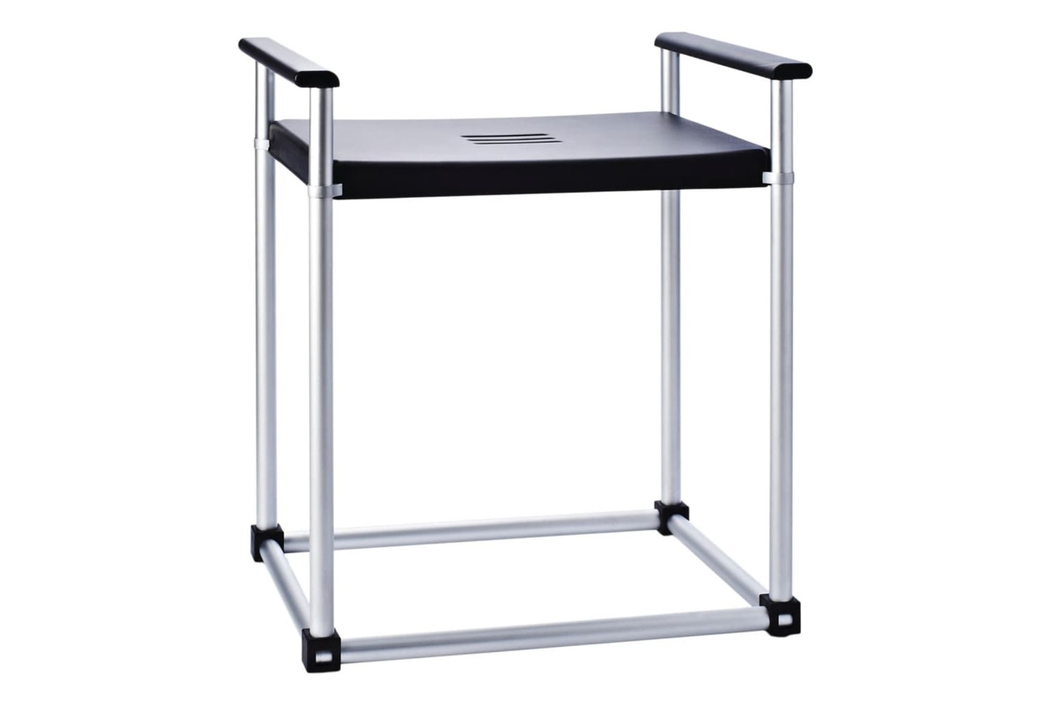 Ridder 445016 Bathroom Stool Zac Xxl Black Pu/aluminium