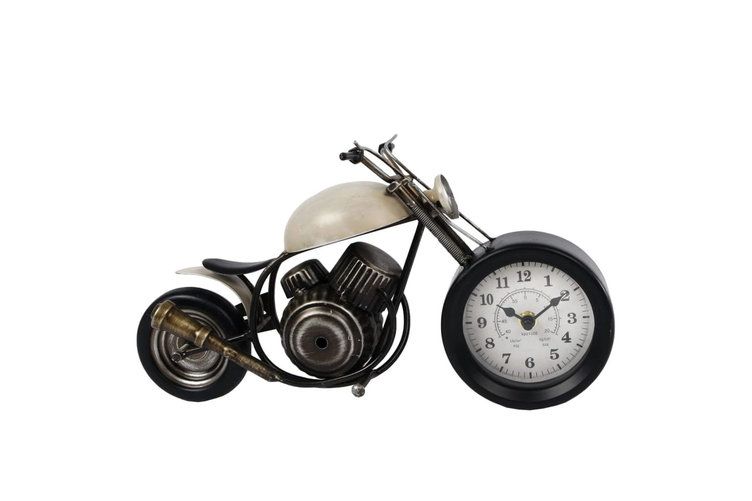 Gifts Amsterdam 438858 Desk Clock Motor Metal Cream And Black 35x13x17.5 Cm