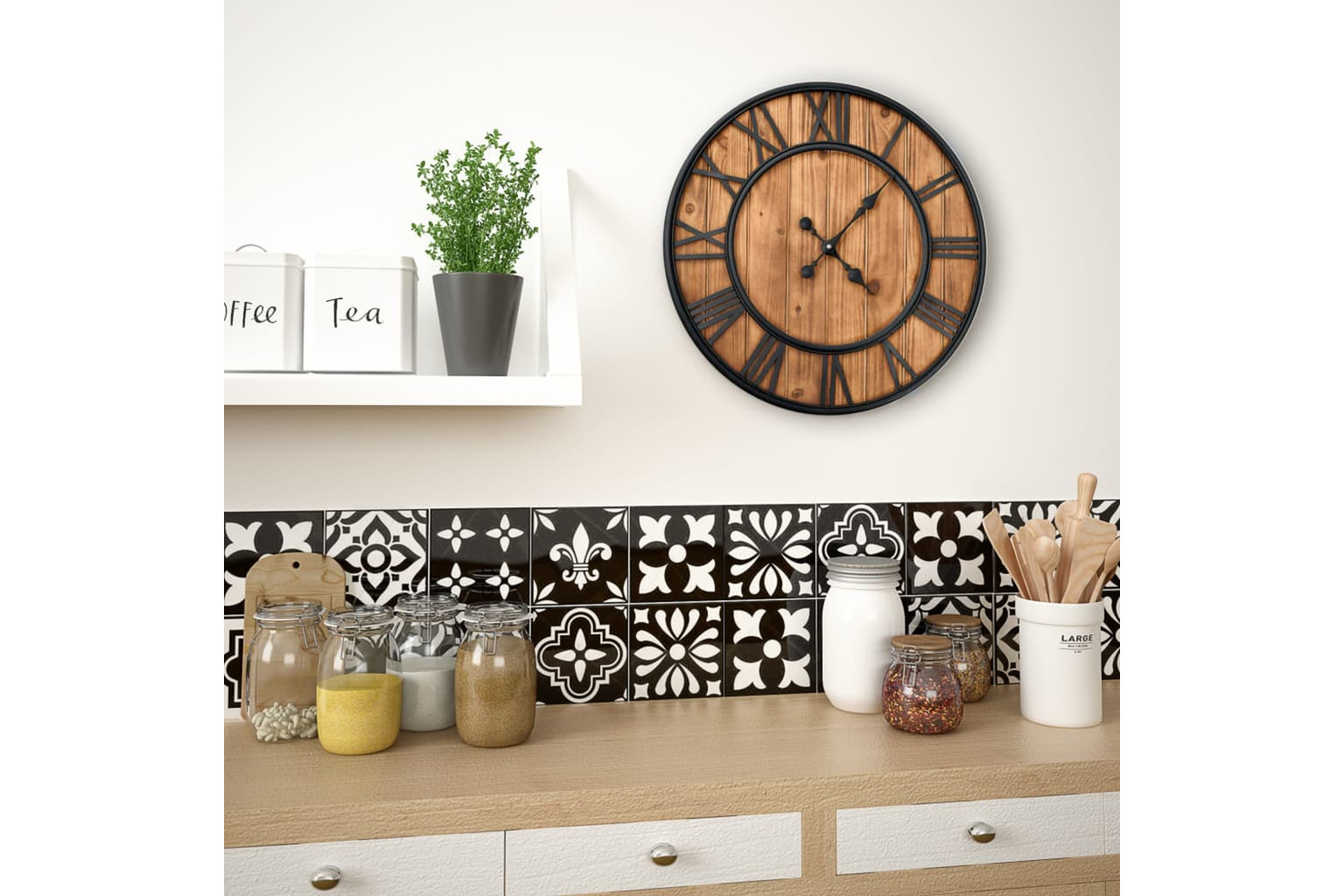 vidaXL 50646 Vintage Wall Clock With Quartz Movement Wood And Metal 60cm Xxl