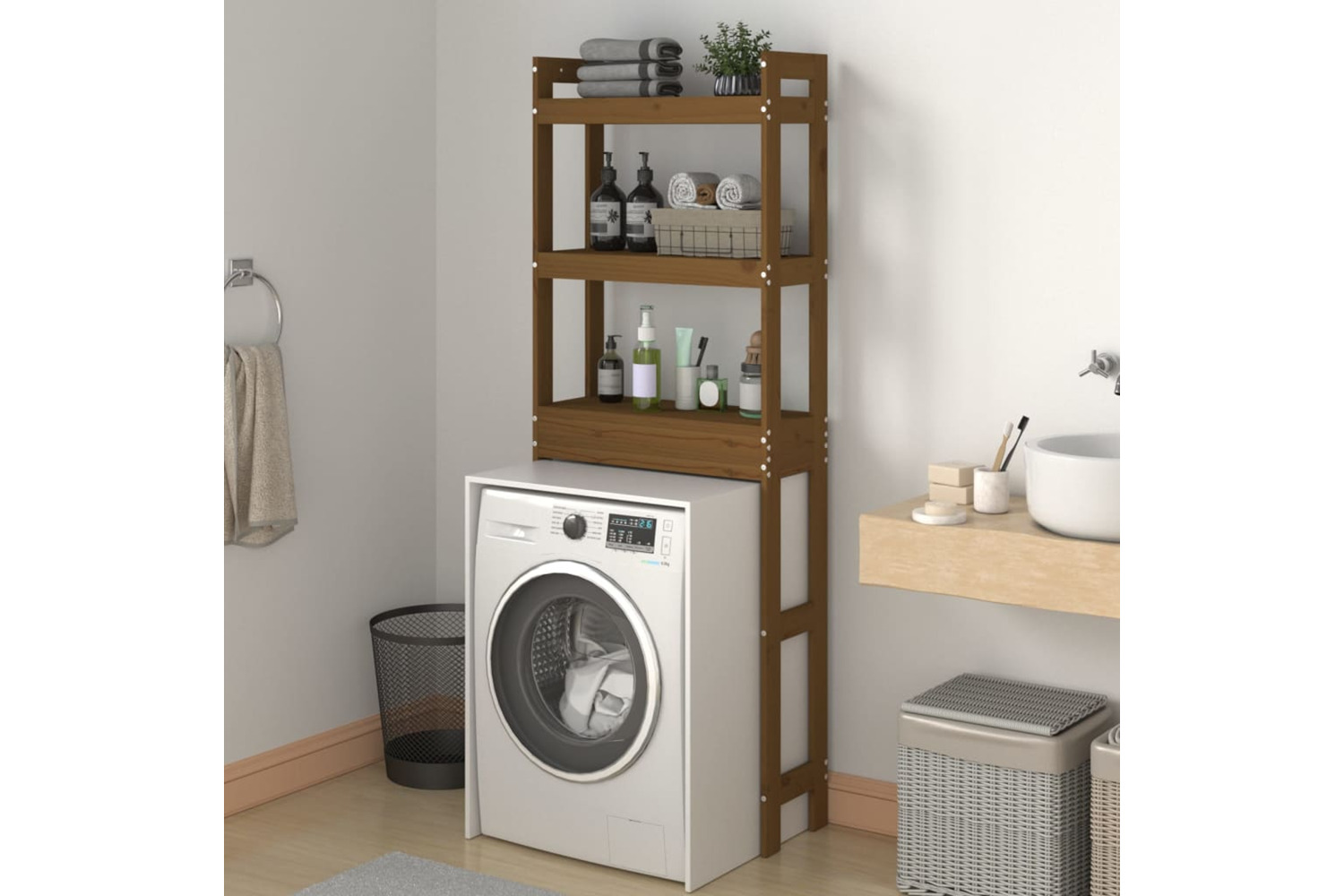 vidaXL 824661 Toilet Rack Honey Brown 63x26x171cm Solid Wood Pine