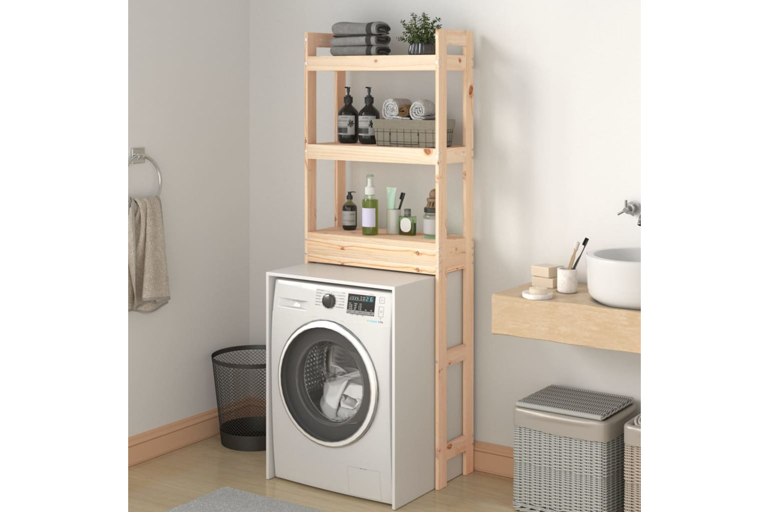 vidaXL 824658 Toilet Rack 63x26x171cm Solid Wood Pine