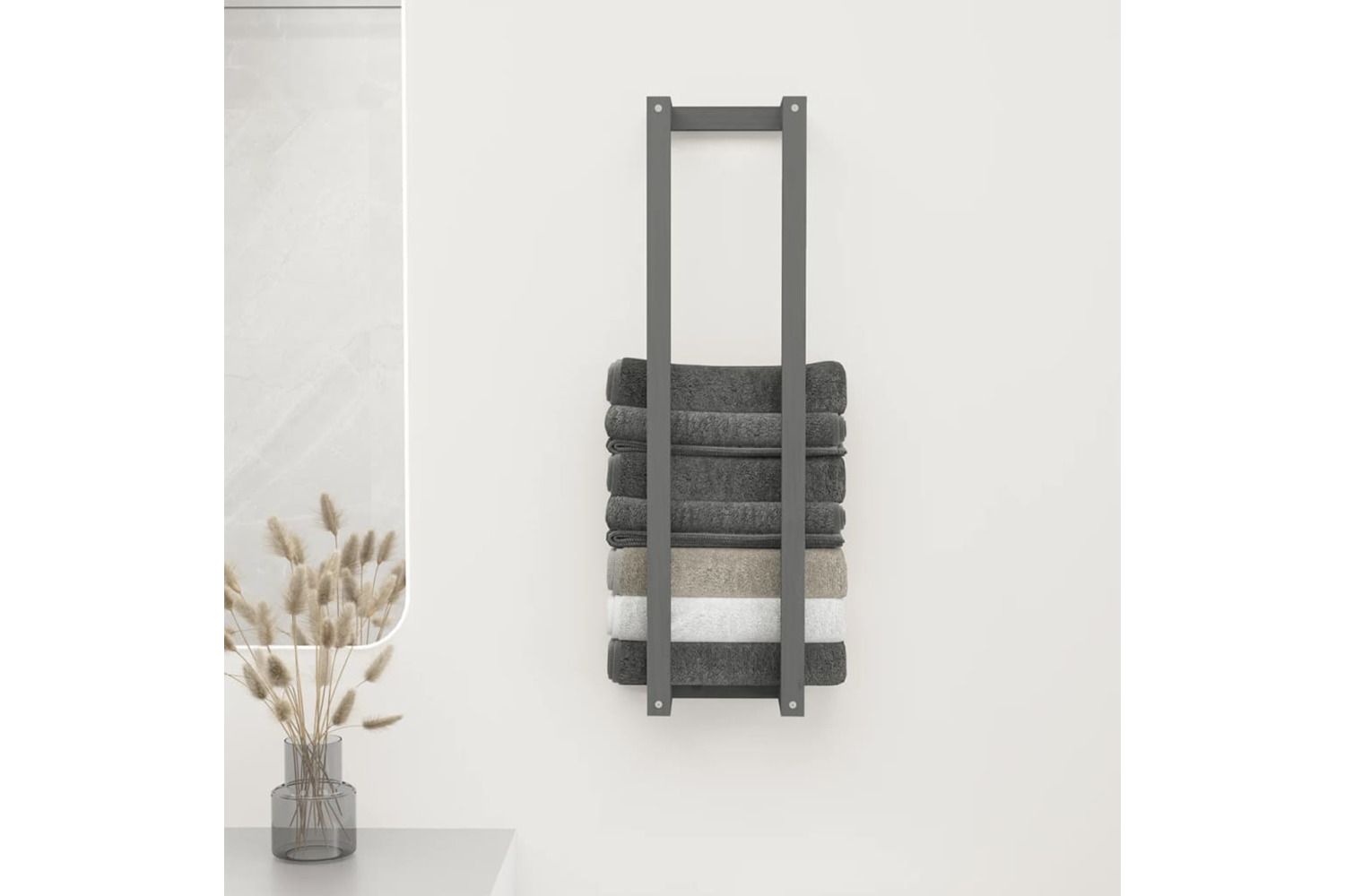 vidaXL Towel Rack Grey 23x18x90cm Solid Wood Pine